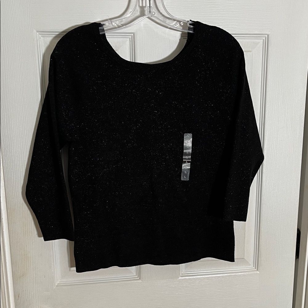 Worthington Black Pullover Shimmer Top
